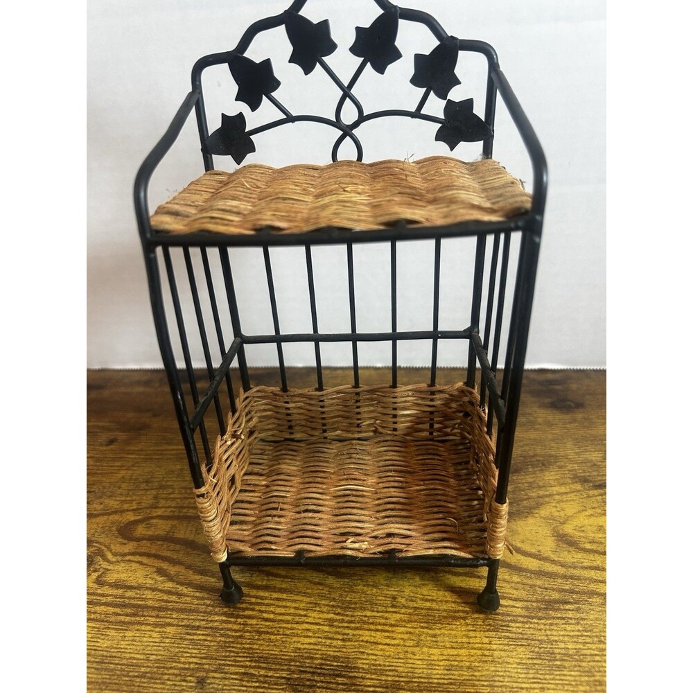 Wicker Metal Wall Basket Shelf Ivy Leaf Bathroom Kitchen Small Organizer Rack - Picture 6 of 14